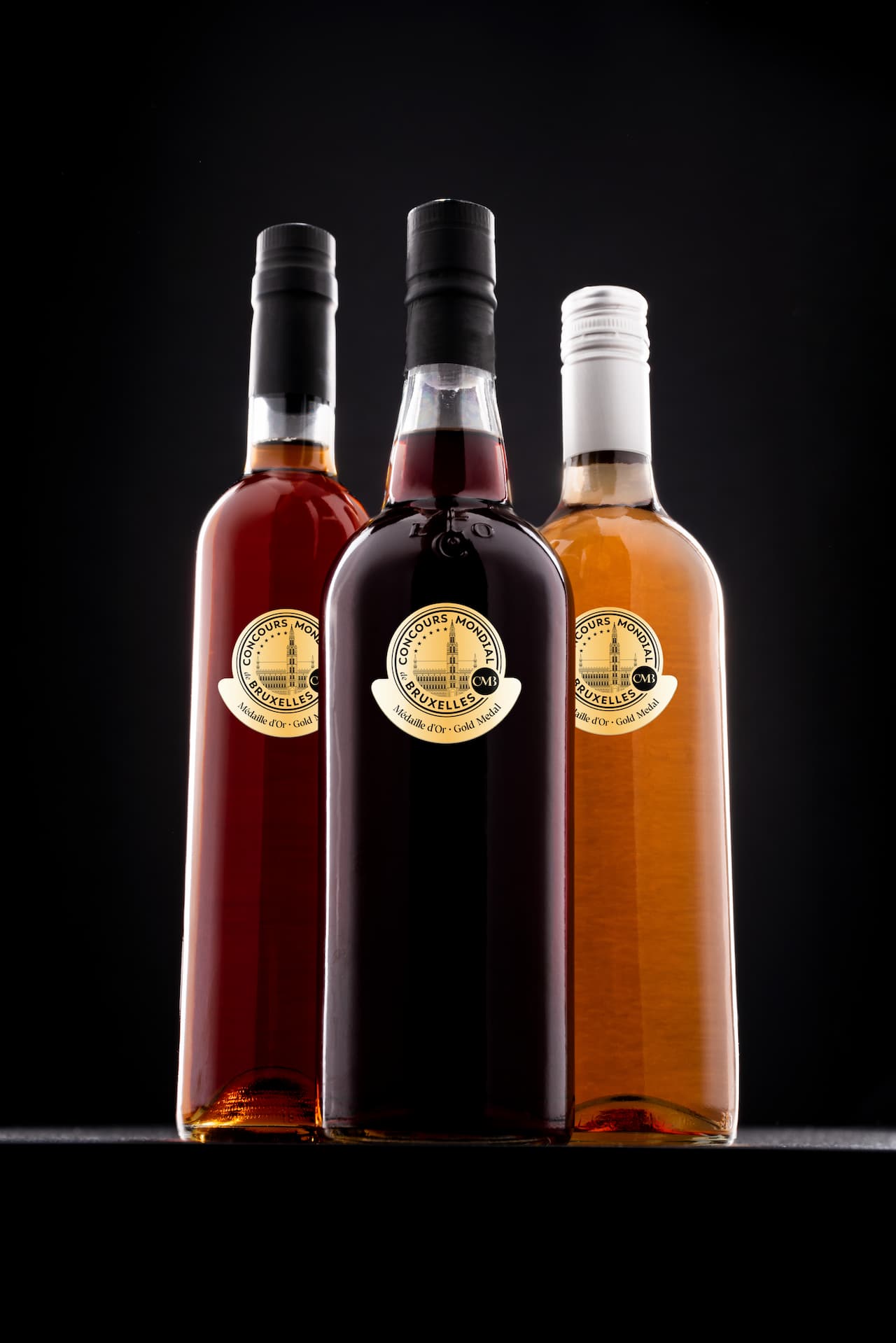 3 bottles with Concours Mondial de Bruxelles Gold medals